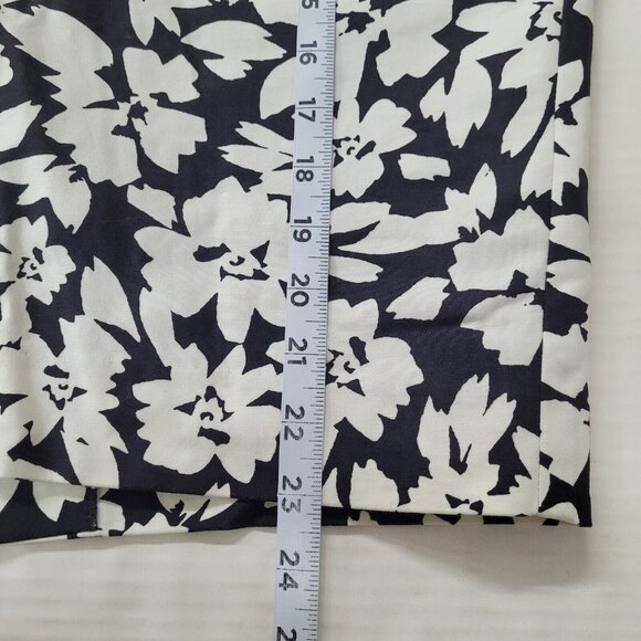 Loft‎ Skirt Women14 Black White Floral Lined Pencil Back Slit Skirt Office - Picture 10 of 11